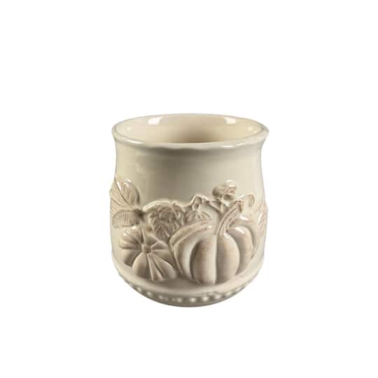 5" White Ceramic Pumpkin Pot by Ashland®
